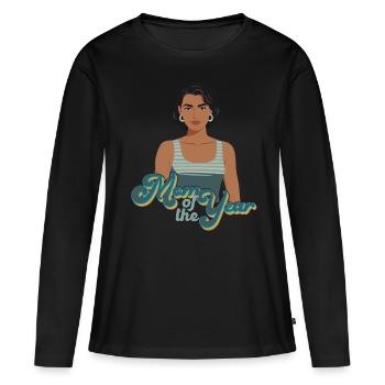 Mère de l’année Maman drôle Maman fière - T-shirt manches longues Premium bio Femme - noir - Devant - Julia (174cm)