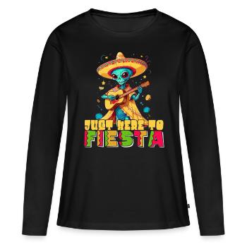 Ici pour Fiesta drôle de dicton mexicain - T-shirt manches longues Premium bio Femme - noir - Devant - Julia (174cm)