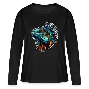 Iguane - T-shirt manches longues Premium bio Femme - noir - Devant - Julia (174cm)