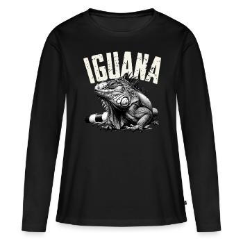 Iguane - T-shirt manches longues Premium bio Femme - noir - Devant - Julia (174cm)