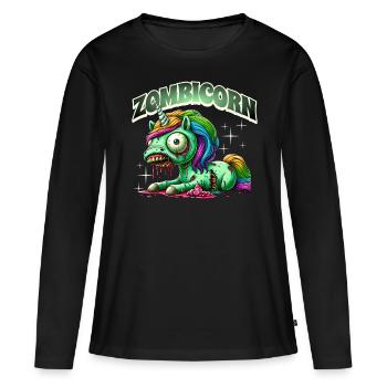 Licorne zombie zombie - T-shirt manches longues Premium bio Femme - noir - Devant - Julia (174cm)