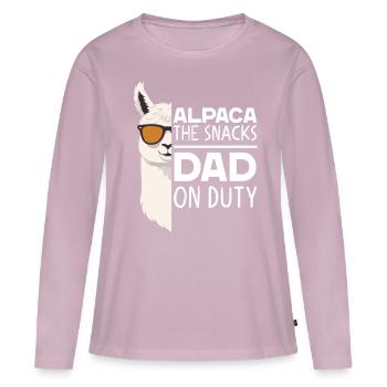 Lustiger Alpaka Papa Perfekter Wortspiel Spruch - Frauen Premium Bio Langarmshirt - Altrosa - Vorne - Julia (174cm)