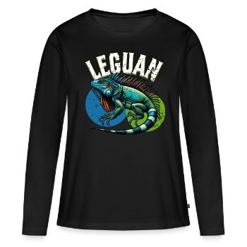 Iguane - T-shirt manches longues Premium bio Femme - noir - Devant - Julia (174cm)