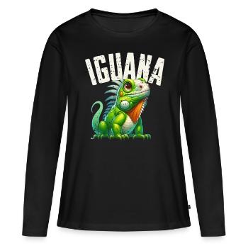 Iguane - T-shirt manches longues Premium bio Femme - noir - Devant - Julia (174cm)