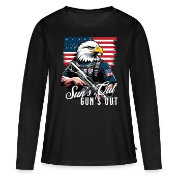 Le soleil est sorti, le est sorti le 4 juillet - T-shirt manches longues Premium bio Femme - noir - Devant - Julia (174cm)