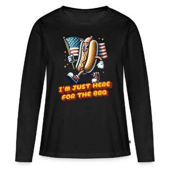 Ici pour le barbecue du 4 juillet Memorial Day Independence - T-shirt manches longues Premium bio Femme - noir - Devant - Julia (174cm)