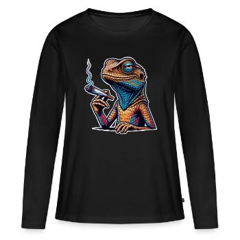 High Lizard Lizard Fumer du cannabis - T-shirt manches longues Premium bio Femme - noir - Devant - Julia (174cm)
