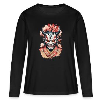 Oni Demon Mask Samurai Aesthetic Yokai - Women's Premium Organic Long Sleeve Shirt - black - Front - Julia (174cm)