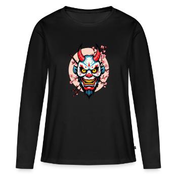 Oni Demon Mask Samurai Japanese Spirit - Women's Premium Organic Long Sleeve Shirt - black - Front - Julia (174cm)