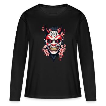 Oni Demon Mask Samurai Aesthetic Yokai - Women's Premium Organic Long Sleeve Shirt - black - Front - Julia (174cm)