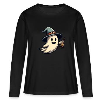 Funny Witch Ghost Witch Broom Halloween Party - Women's Premium Organic Long Sleeve Shirt - black - Front - Julia (174cm)