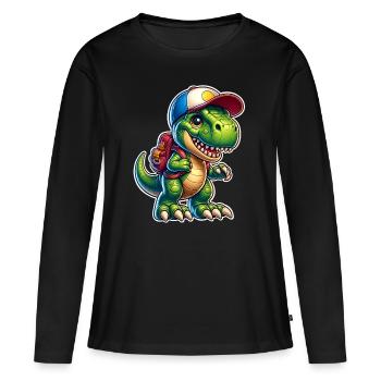 T Rex Étudiant École École Enfant Inscription à l’école - T-shirt manches longues Premium bio Femme - noir - Devant - Julia (174cm)
