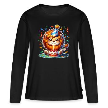 Confettis d’anniversaire Leo - T-shirt manches longues Premium bio Femme - noir - Devant - Julia (174cm)