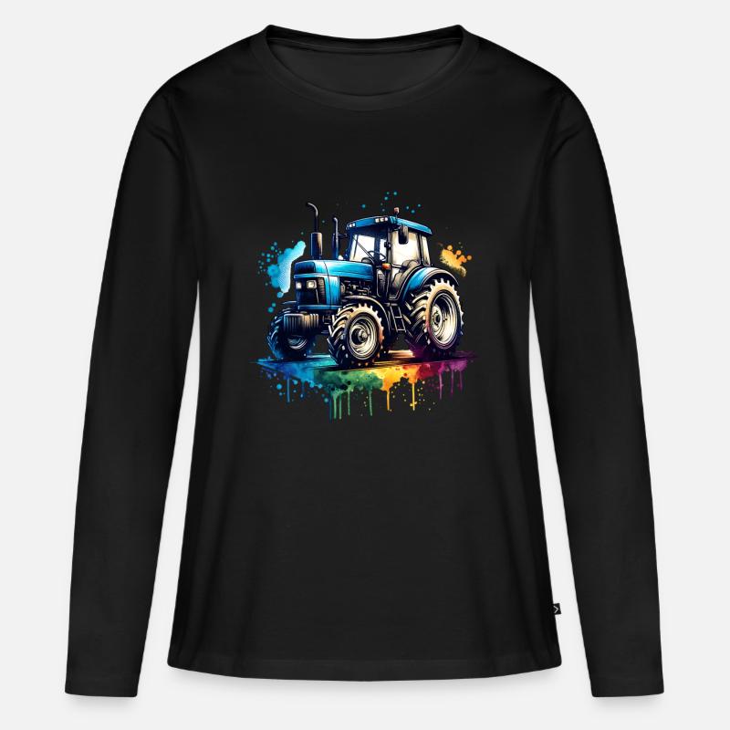 Traktor - Frauen Premium Bio Langarmshirt - Schwarz