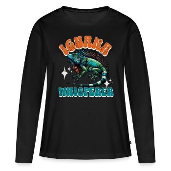 Iguane - T-shirt manches longues Premium bio Femme - noir - Devant - Julia (174cm)
