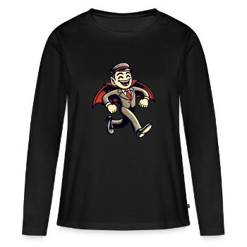 Rétro Vintage Style Halloween Vampire Costume Décoration - T-shirt manches longues Premium bio Femme - noir - Devant - Julia (174cm)