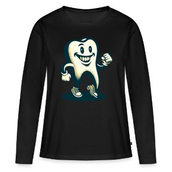 Unheimliche Verkleidung Halloween Zahn - Frauen Premium Bio Langarmshirt - Schwarz - Vorne - Julia (174cm)