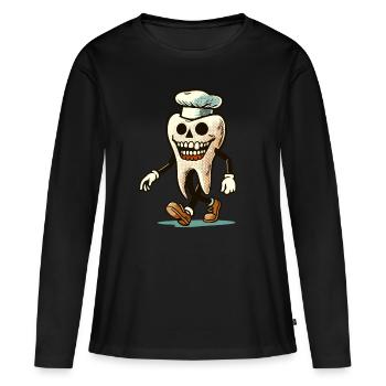 Halloween Hygiène Dentaire Drôle Dent Zombie - T-shirt manches longues Premium bio Femme - noir - Devant - Julia (174cm)