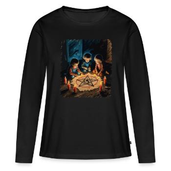 Rétro Vintage Design Occulte Rituels d’invocation - T-shirt manches longues Premium bio Femme - noir - Devant - Julia (174cm)