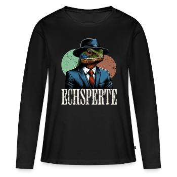 Echsperte Experte - Frauen Premium Bio Langarmshirt - Schwarz - Vorne - Julia (174cm)