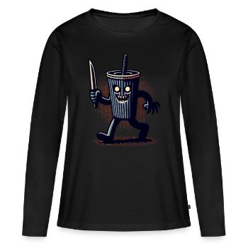 Unheimlicher Psycho Trinkbecher Getränke - Frauen Premium Bio Langarmshirt - Schwarz - Vorne - Julia (174cm)