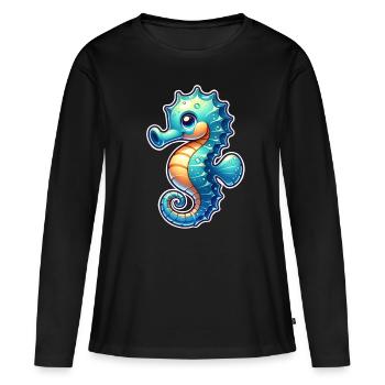 Hippocampe - T-shirt manches longues Premium bio Femme - noir - Devant - Julia (174cm)