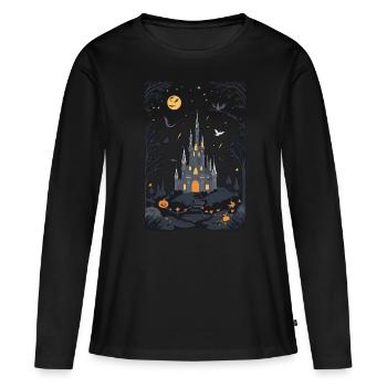 Château hanté effrayant Château hanté magique - T-shirt manches longues Premium bio Femme - noir - Devant - Julia (174cm)