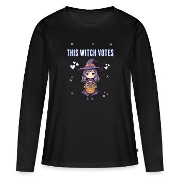 Cette sorcière vote - T-shirt manches longues Premium bio Femme - noir - Devant - Julia (174cm)