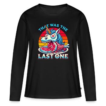 Effrayant licorne amant soif de macabre - T-shirt manches longues Premium bio Femme - noir - Devant - Julia (174cm)