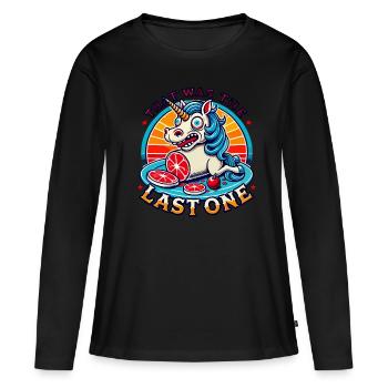 Drôle Noir Potence Humour Mignon Halloween - T-shirt manches longues Premium bio Femme - noir - Devant - Julia (174cm)