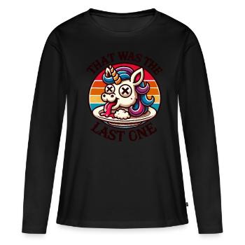 licorne drôle disant humour noir plus drôle - T-shirt manches longues Premium bio Femme - noir - Devant - Julia (174cm)