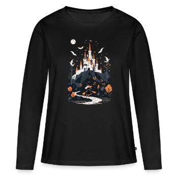 Château hanté effrayant Château hanté magique - T-shirt manches longues Premium bio Femme - noir - Devant - Julia (174cm)