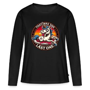 licorne drôle disant humour noir plus drôle - T-shirt manches longues Premium bio Femme - noir - Devant - Julia (174cm)