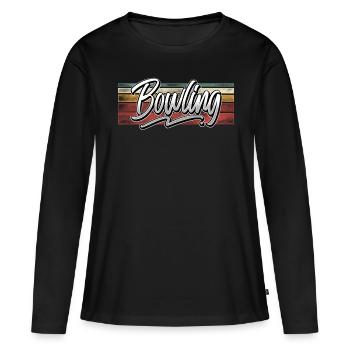 Bowling - T-shirt manches longues Premium bio Femme - noir - Devant - Julia (174cm)