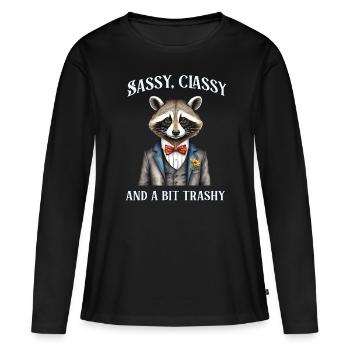 Impertinent, classe et un peu trash - T-shirt manches longues Premium bio Femme - noir - Devant - Julia (174cm)