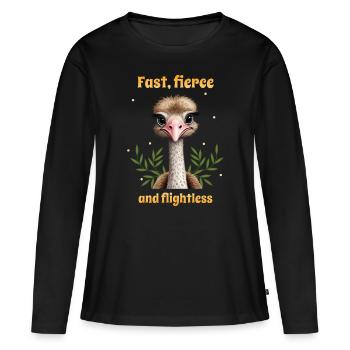 Rapide, féroce et incapable de voler - T-shirt manches longues Premium bio Femme - noir - Devant - Julia (174cm)