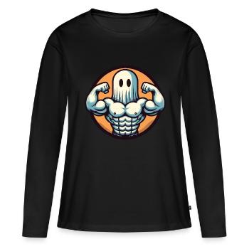 Musculation Ghost Musculation Renforcement musculaire à Halloween - T-shirt manches longues Premium bio Femme - noir - Devant - Julia (174cm)
