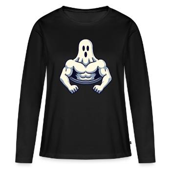 Musculation Ghost Workout Renforcement musculaire Mind - T-shirt manches longues Premium bio Femme - noir - Devant - Julia (174cm)