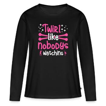 Virevolter comme si personne ne regardait - Baton Twirling - T-shirt manches longues Premium bio Femme - noir - Devant - Julia (174cm)
