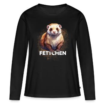 Fettchen Frettchen Tiere dick fett vollgefressen - Frauen Premium Bio Langarmshirt - Schwarz - Vorne - Julia (174cm)