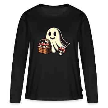 unheMushroom Picker Ghost Amateur de champignons fantomatiques - T-shirt manches longues Premium bio Femme - noir - Devant - Julia (174cm)