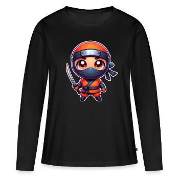 Ninja - T-shirt manches longues Premium bio Femme - noir - Devant - Julia (174cm)