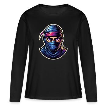 Ninja - T-shirt manches longues Premium bio Femme - noir - Devant - Julia (174cm)