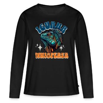 Iguane - T-shirt manches longues Premium bio Femme - noir - Devant - Julia (174cm)