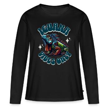 Iguane - T-shirt manches longues Premium bio Femme - noir - Devant - Julia (174cm)
