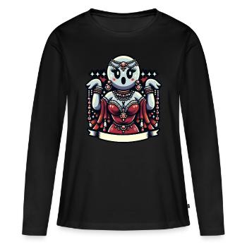 Drôle Glamour Goule Flashy Halloween - T-shirt manches longues Premium bio Femme - noir - Devant - Julia (174cm)
