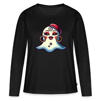 Drôle Glamour Goule Flashy Halloween - T-shirt manches longues Premium bio Femme - noir - Devant - Julia (174cm)