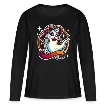 Drôle Glamour Goule Flashy Halloween - T-shirt manches longues Premium bio Femme - noir - Devant - Julia (174cm)
