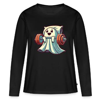 Fun gym Entraînement Renforcement musculaire - T-shirt manches longues Premium bio Femme - noir - Devant - Julia (174cm)