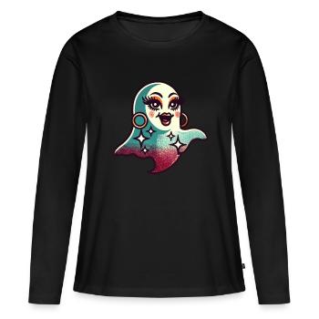 Drôle Glamour Goule Flashy Halloween - T-shirt manches longues Premium bio Femme - noir - Devant - Julia (174cm)